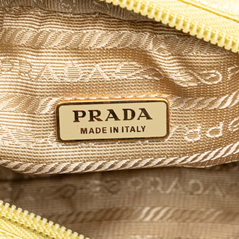 Prada Raso Cosmetic Pouch Yellow Satin Good condition - Box View