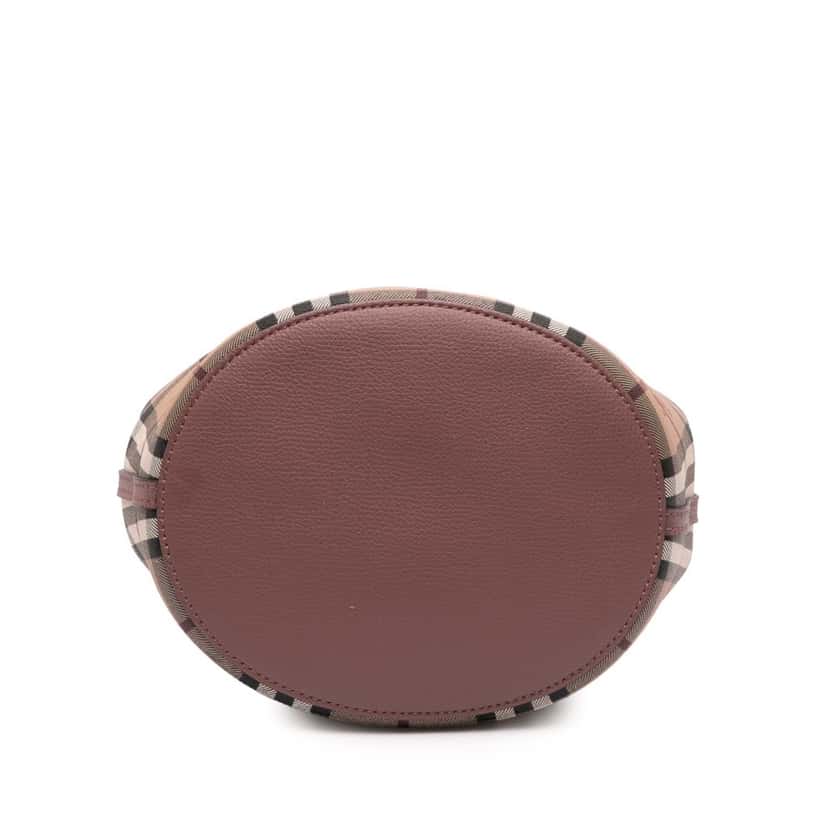 Burberry Haymarket Check Coated Canvas Lorne Bucket Bag Brown Canvas Good condition - Inside View