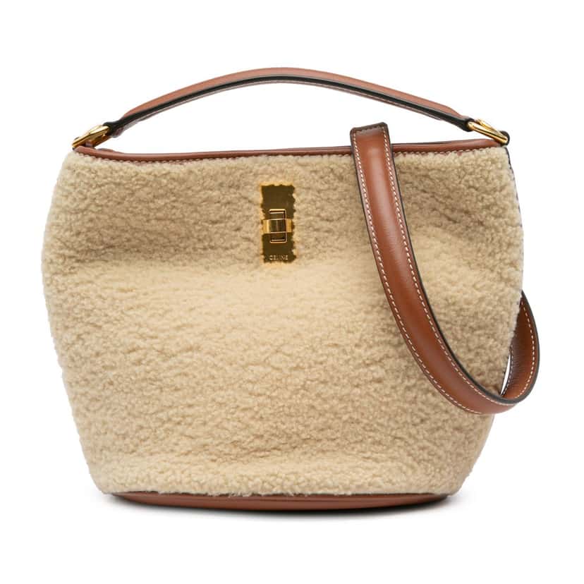 Celine Shearling Bucket 16 Brown Good condition - Front View