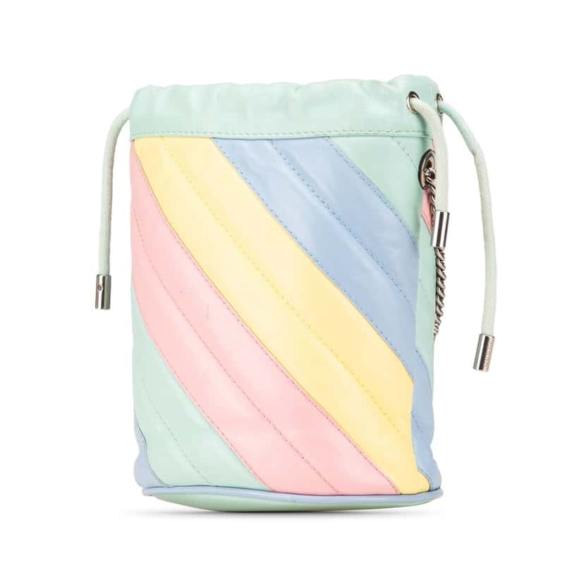 Gucci Small GG Marmont Diagonal Leather Matelasse Bucket Bag Green Leather Good condition - Back View