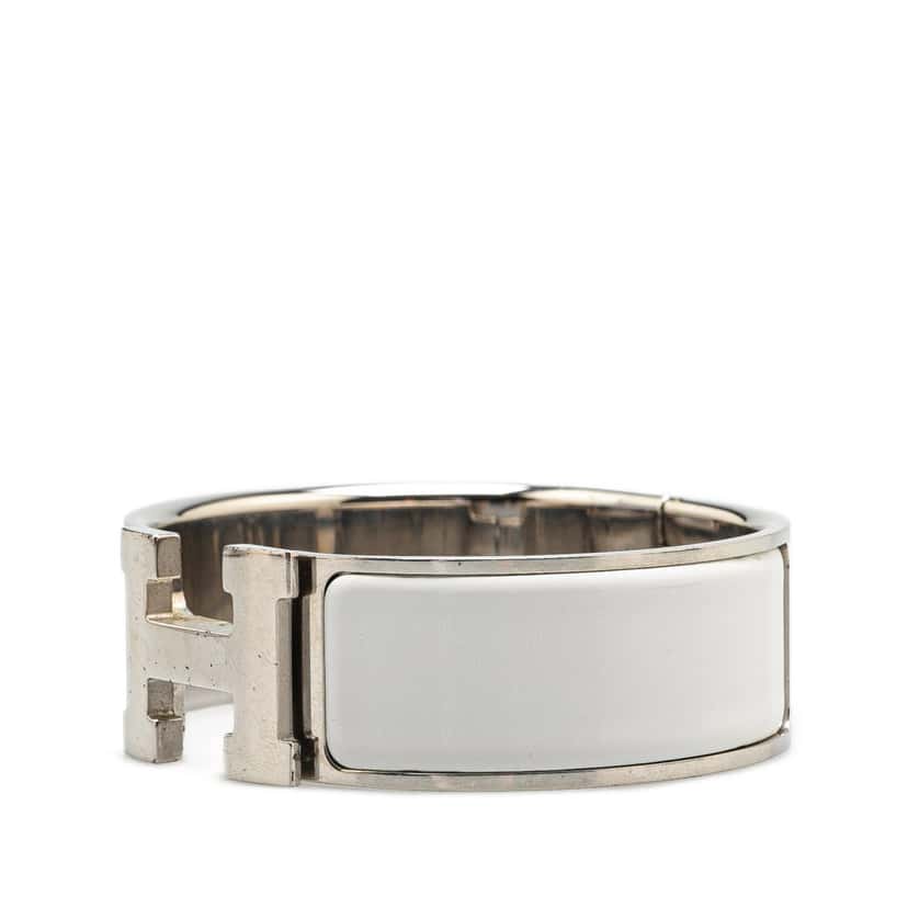 Hermès Wide Enamel Clic Clac H Bracelet GM White Good condition - Back View