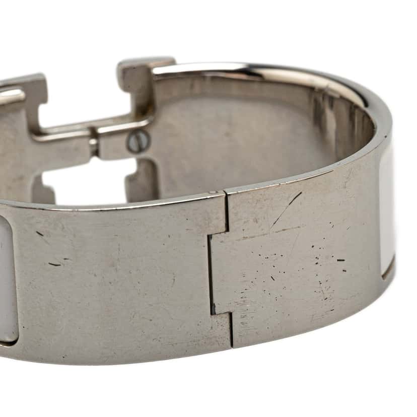 Hermès Wide Enamel Clic Clac H Bracelet GM White Good condition - Box View