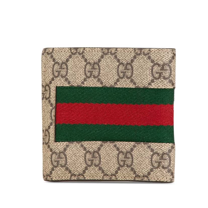 Gucci GG Supreme Web Small Wallet Brown Canvas Good condition - Back View