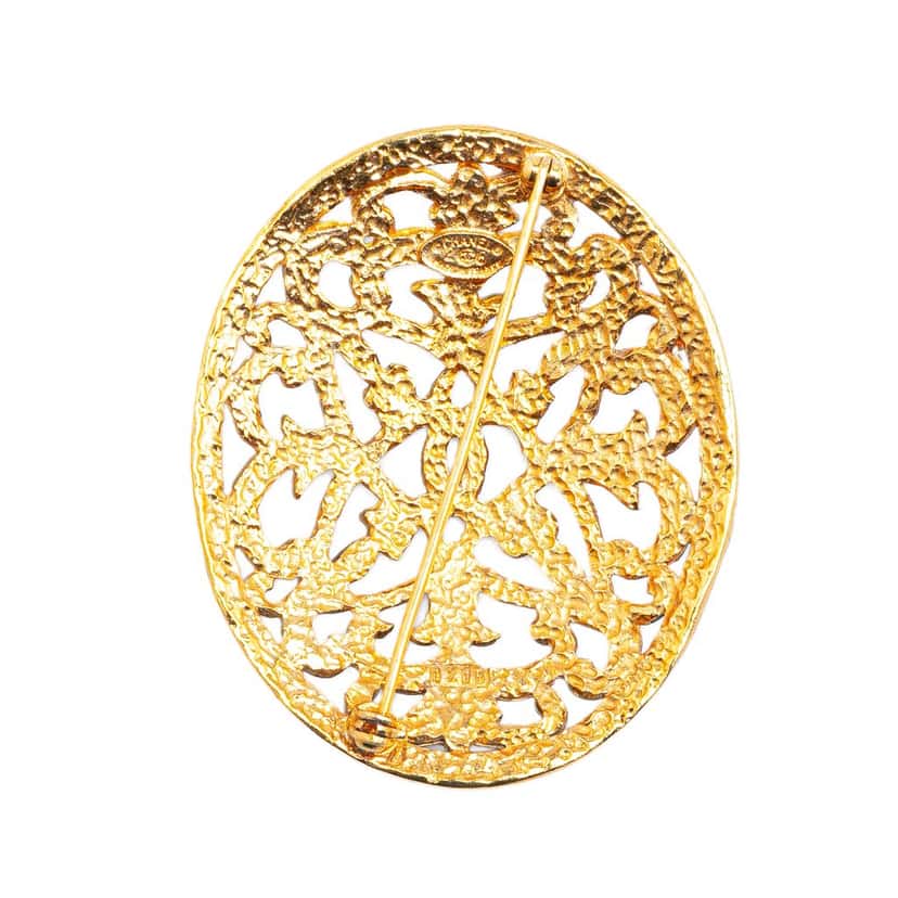 Chanel Gold Plated Round Brooch Gold Metal Good condition - Back View
