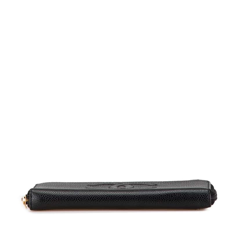 Chanel CC Caviar Zip Around Wallet Black Leather Good condition - Inside View