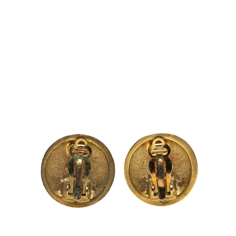 Chanel CC Gold Plated Quilted Button Clip on Earrings Gold Metal Good condition - Inside View