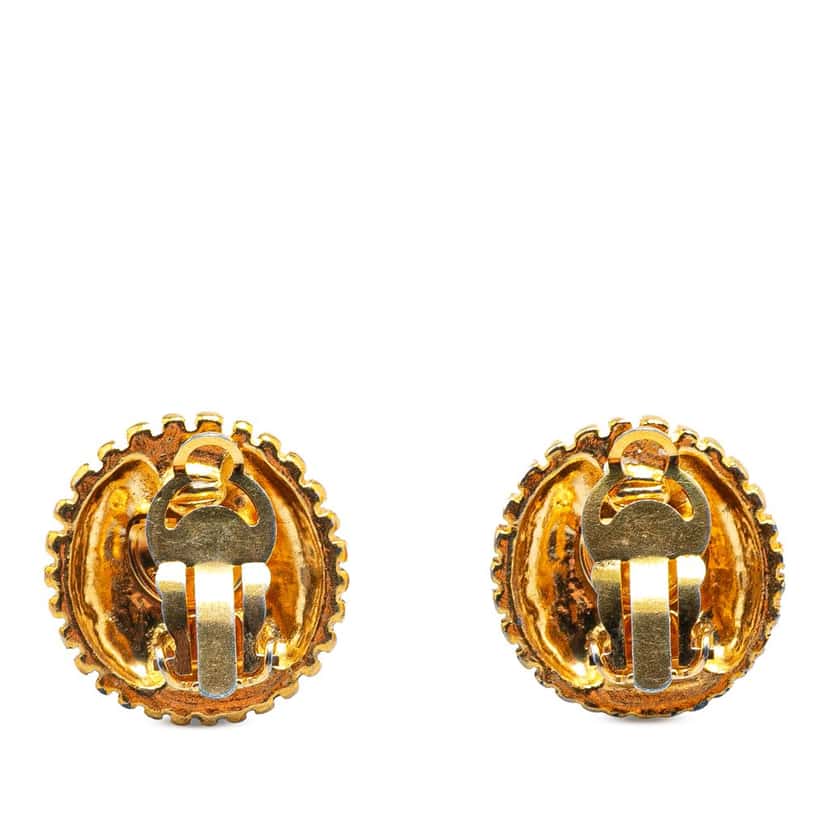 Chanel Gold Plated CC Round Clip On Earrings Gold Metal Good condition - Back View