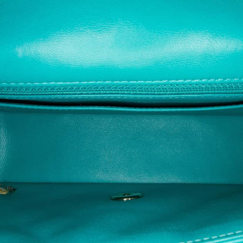 Chanel Mini Rectangular Classic Lambskin Single Flap Blue Leather Fair condition - Model View
