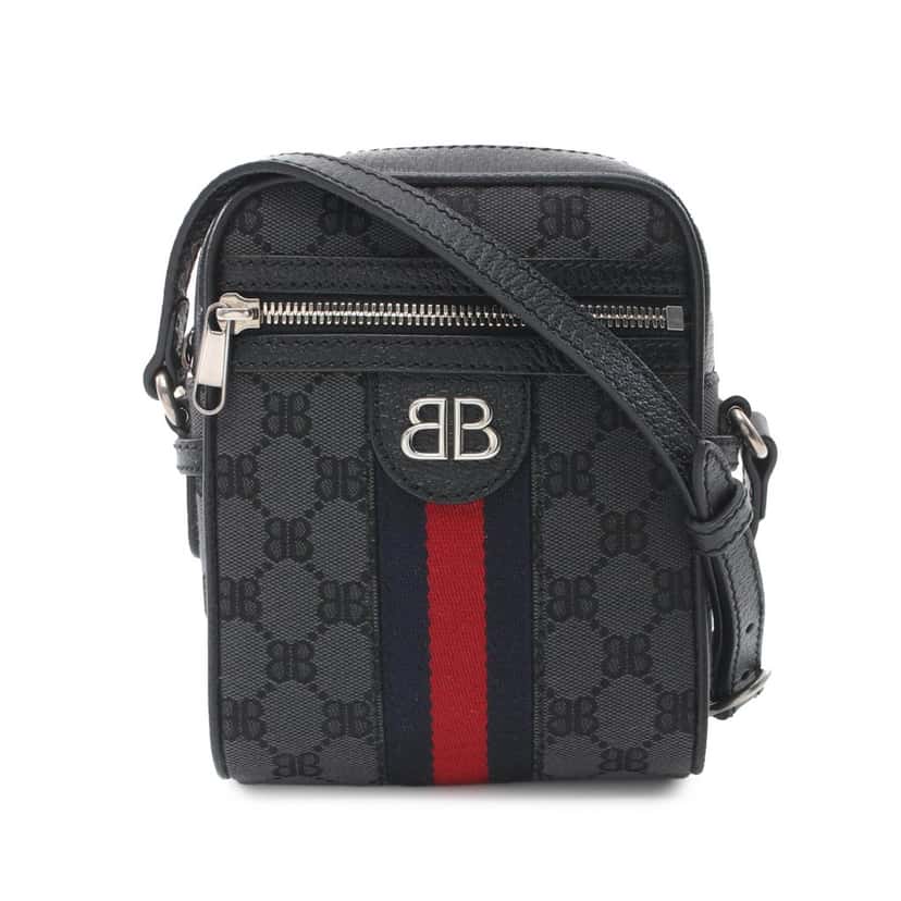Balenciaga The Hacker Project Mini BB Supreme Web Ophidia Crossbody Black Canvas Good condition - Front View