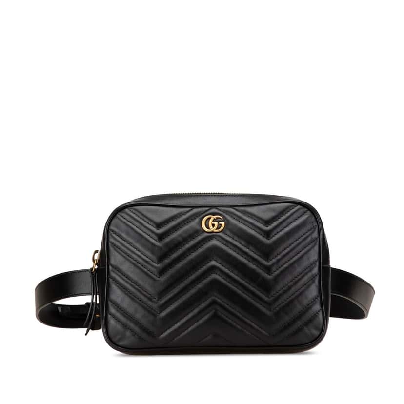 Gucci GG Marmont Square Leather Matelasse Belt Bag Black Leather Good condition - Front View