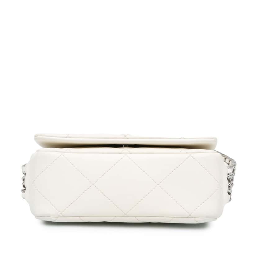 Chanel Mini Quilted Lambskin Chain Rows Flap White Leather Very good condition - Inside View