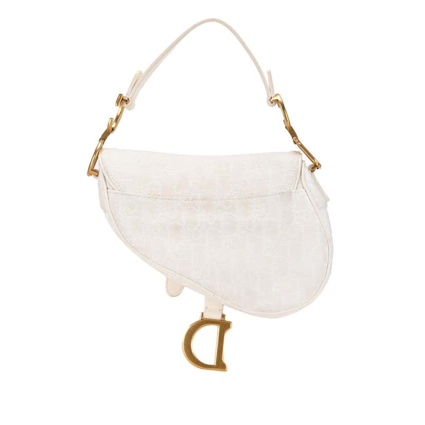 Dior Mini Oblique Canvas Saddle Bag White Canvas Very good condition - Inside View