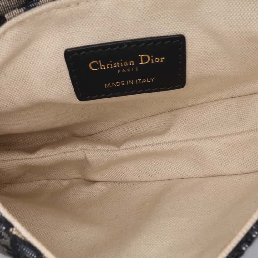Dior Mini Oblique Canvas Saddle Bag Blue Canvas Good condition - Model View