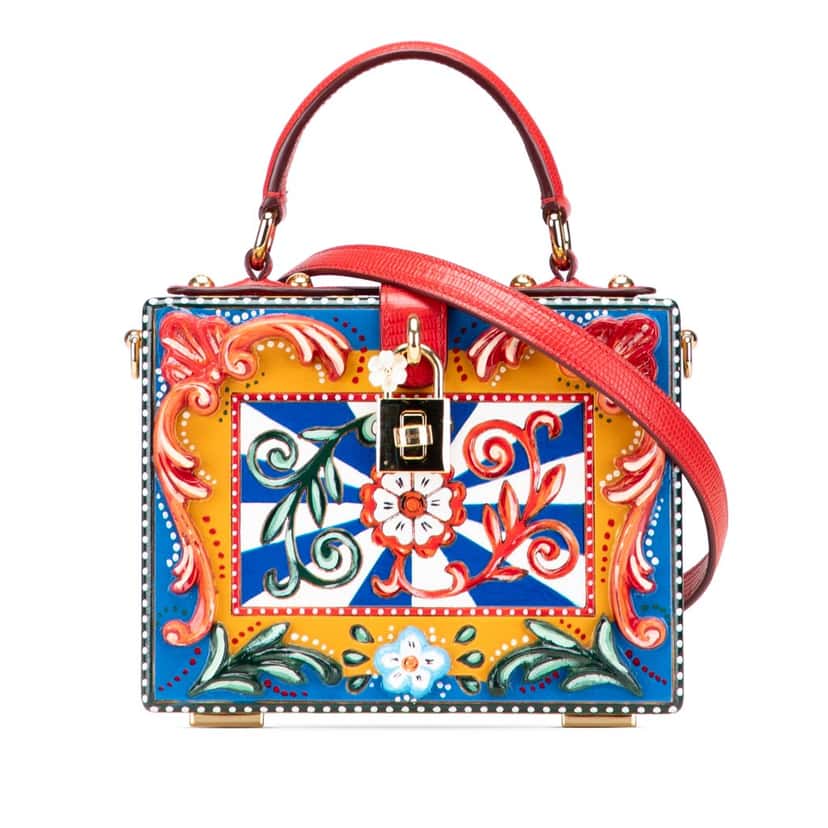 Dolce & Gabbana Resin and Wood Carretto Box Bag Red Good condition - Front View