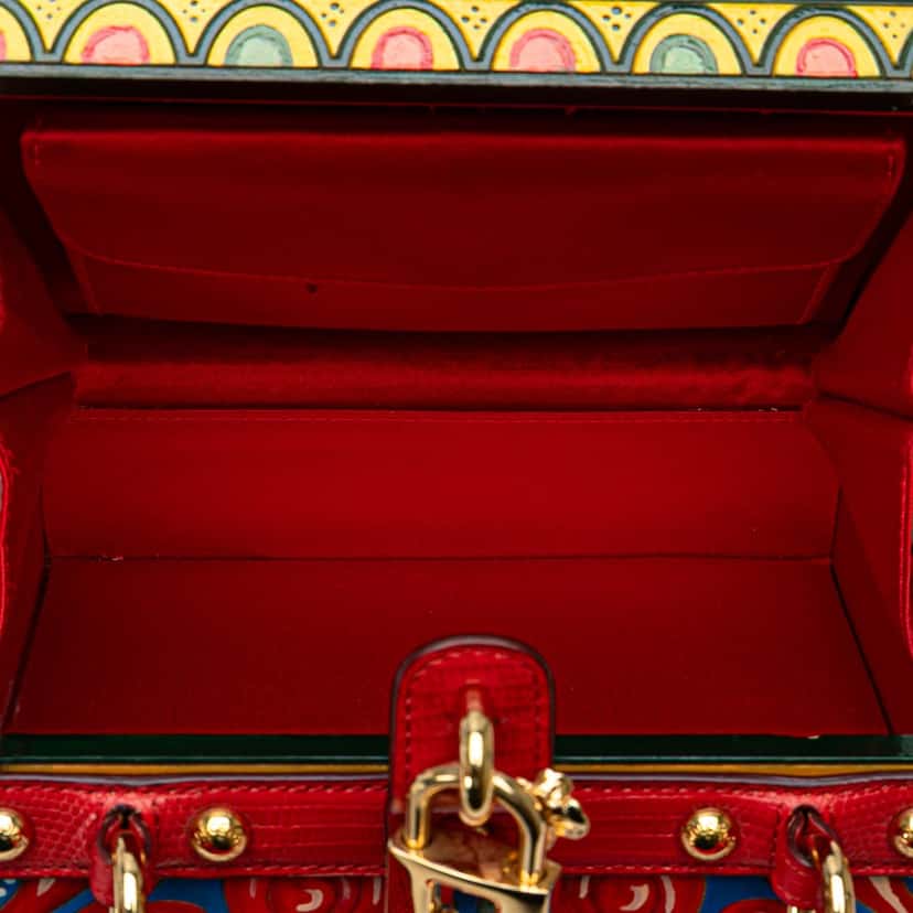 Dolce & Gabbana Resin and Wood Carretto Box Bag Red Good condition - Model View
