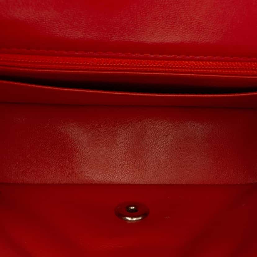 Chanel Mini Rectangular Classic Lambskin Single Flap Orange Leather Good condition - Model View