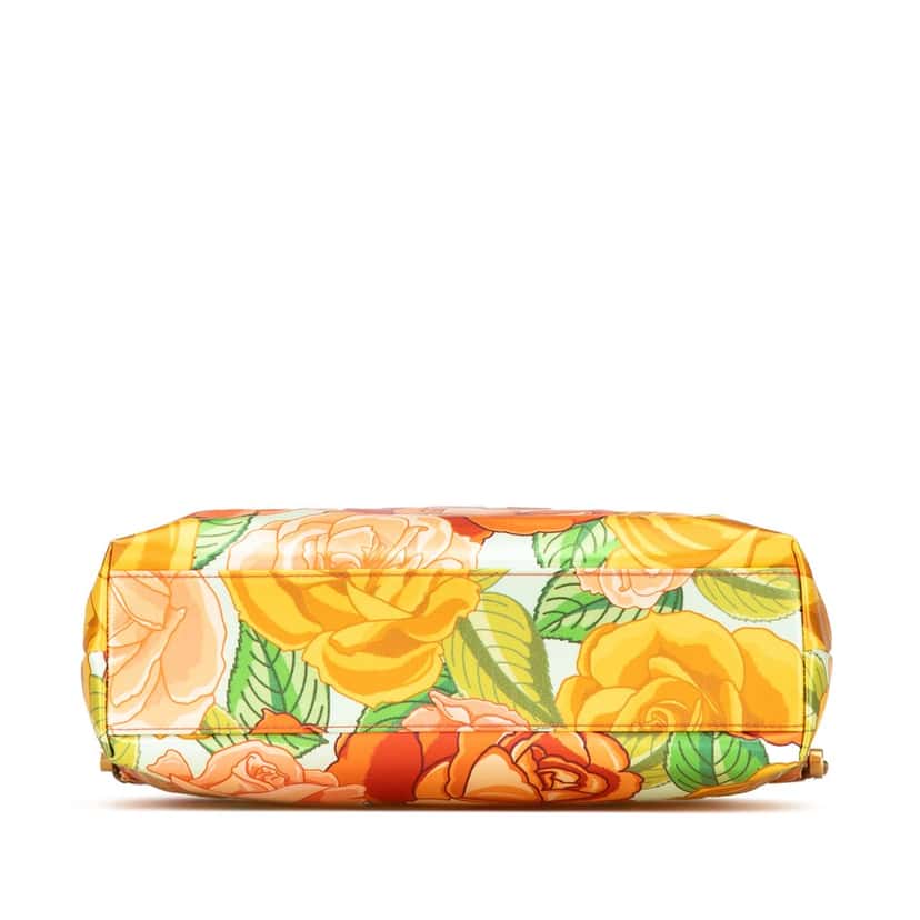 Saint Laurent Medium Silk Floral Print Sac Charniere Bag Yellow Silk Good condition - Inside View