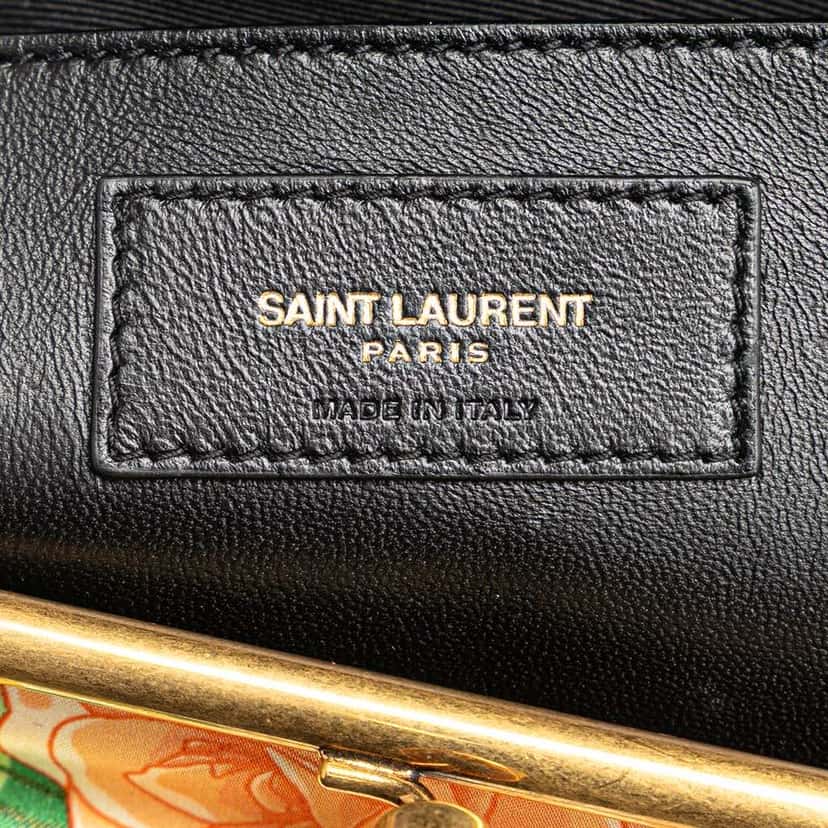 Saint Laurent Medium Silk Floral Print Sac Charniere Bag Yellow Silk Good condition - Box View