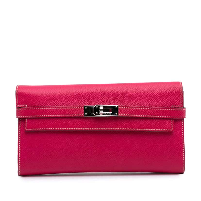 Hermès Epsom Kelly Longue Wallet Pink Leather Good condition - Front View