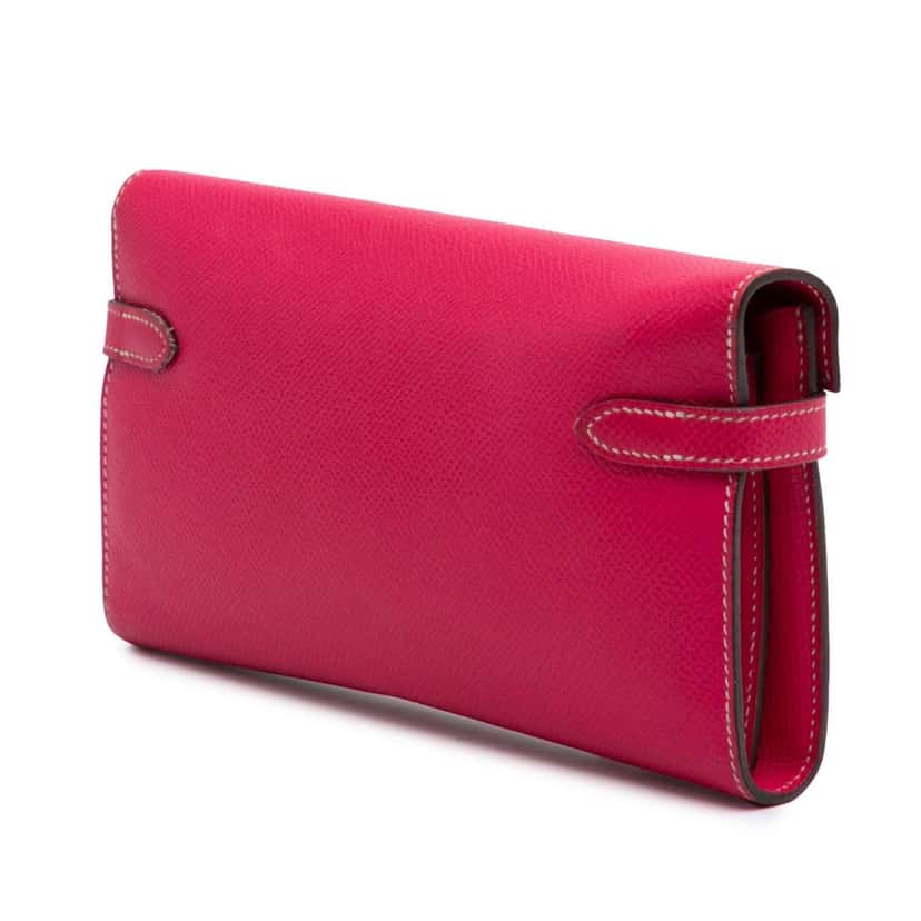 Hermès Epsom Kelly Longue Wallet Pink Leather Good condition - Back View
