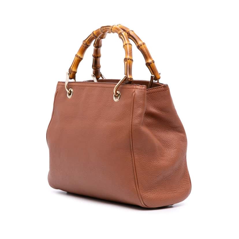 Gucci Small Calfskin Bamboo Shopper Satchel Brown Leather Good condition - Back View