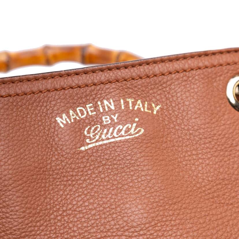 Gucci Small Calfskin Bamboo Shopper Satchel Brown Leather Good condition - Box View