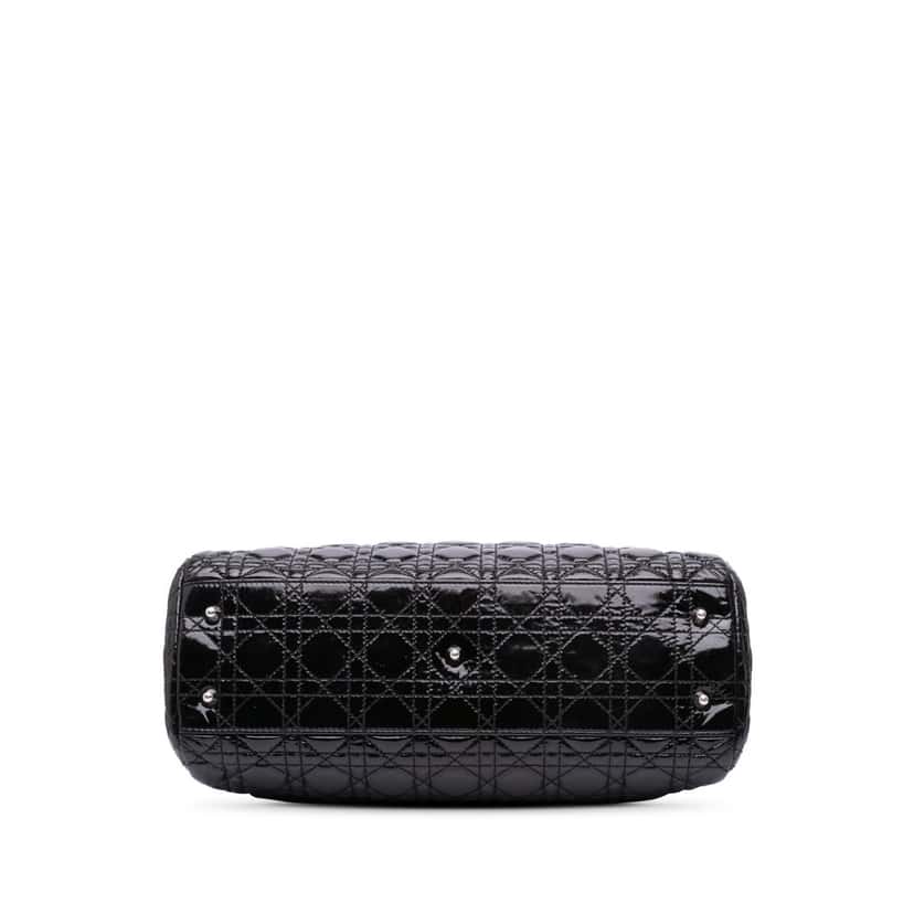 Dior Large Patent Cannage Lady Dior Soft Shopping Tote Black Leather Good condition - Inside View