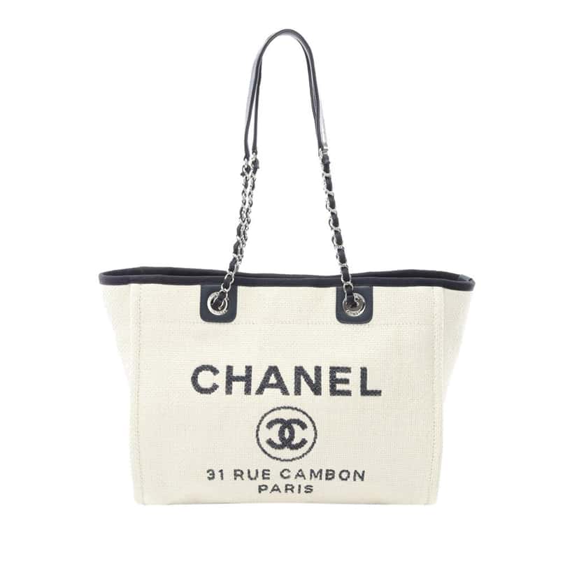 Chanel Small Raffia Deauville Tote White Good condition - Front View