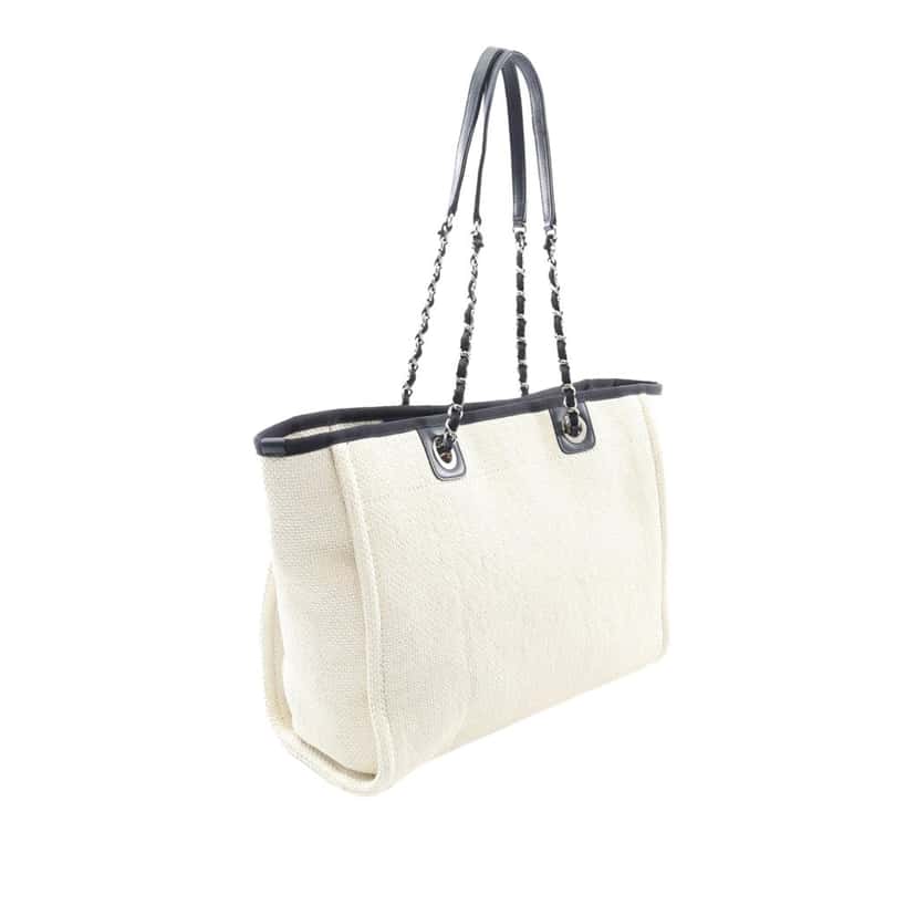 Chanel Small Raffia Deauville Tote White Good condition - Back View
