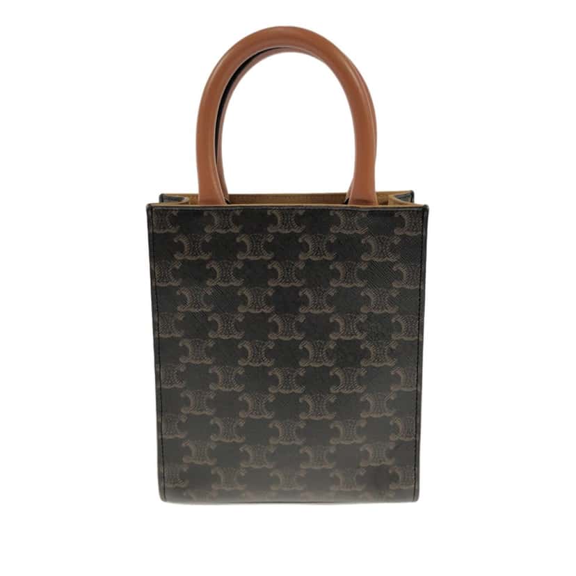 Celine Mini Triomphe Coated Canvas Vertical Cabas Satchel Brown Canvas Good condition - Inside View