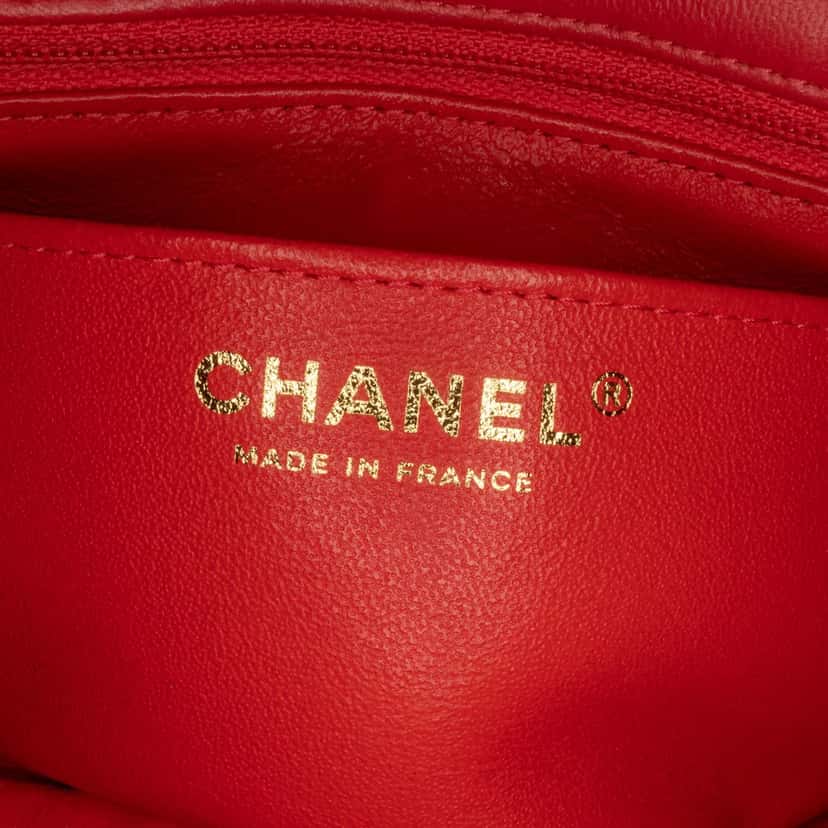Chanel Mini Rectangular Classic Lambskin Single Flap Red Leather Good condition - Box View
