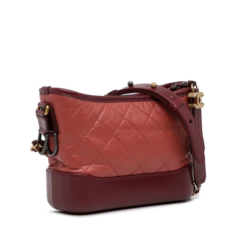 Chanel Small Chevron Lambskin Gabrielle Crossbody Red Leather Good condition - Back View