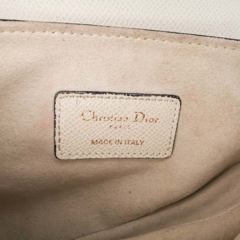 Dior Mini Grained Calfskin Saddle Bag White Leather Good condition - Box View