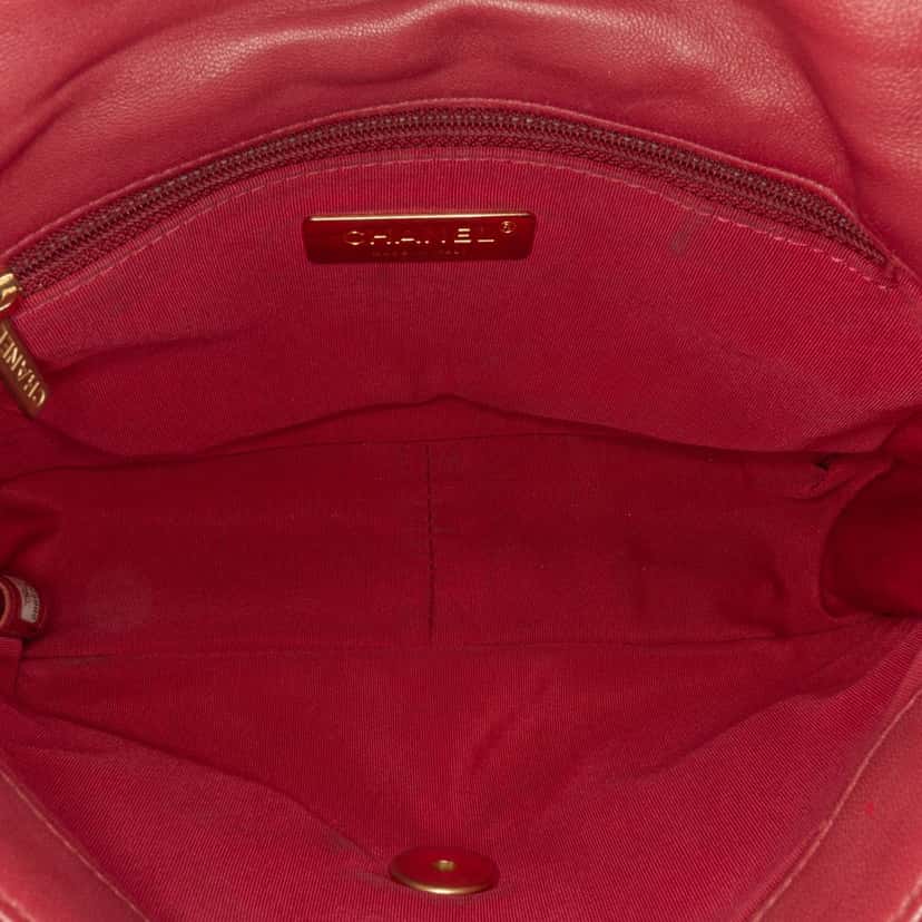 Chanel Medium Lambskin 19 Flap Red Leather Good condition - Box View