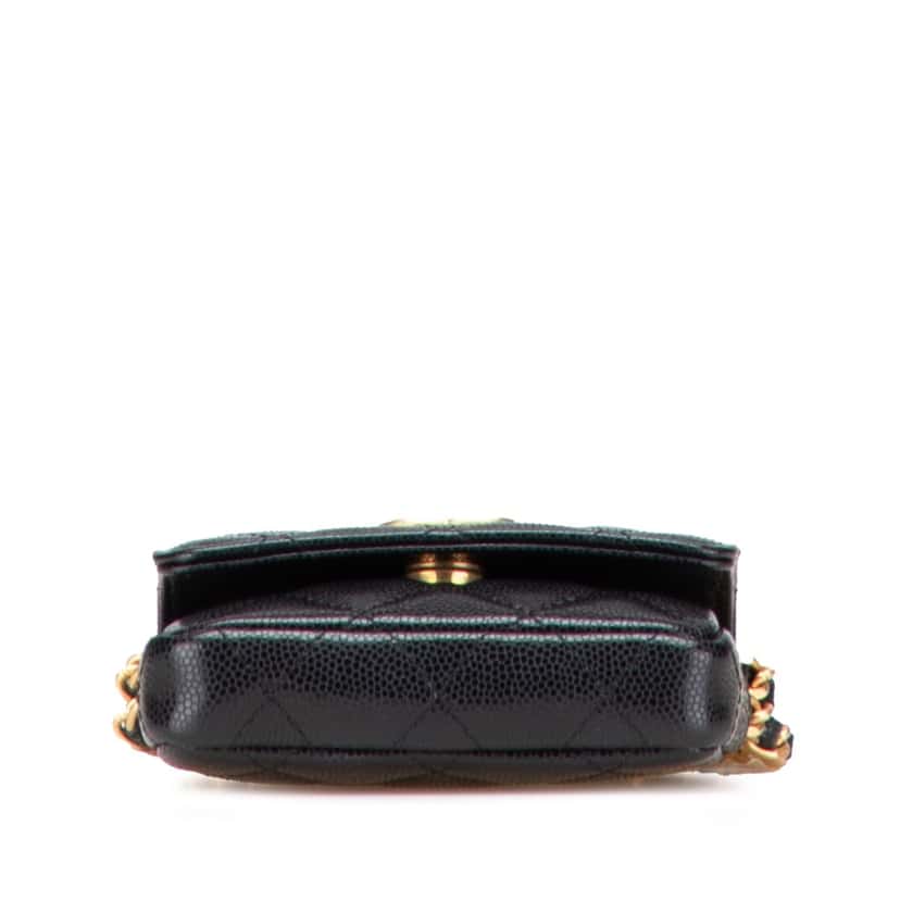 Chanel Quilted Caviar Twist Your Buttons Flap Chain Belt Bag Black Leather Good condition - Inside View