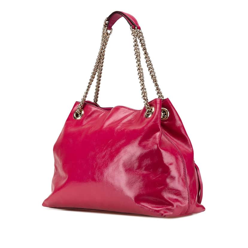 Gucci Medium Patent Soho Chain Tote Pink Leather Good condition - Back View