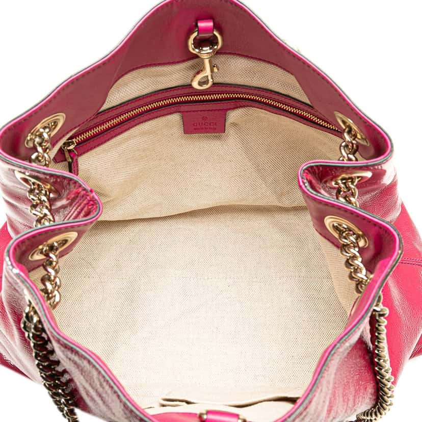 Gucci Medium Patent Soho Chain Tote Pink Leather Good condition - Model View
