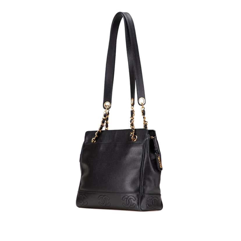 Chanel Triple CC Caviar Shoulder Bag Black Leather Good condition - Back View