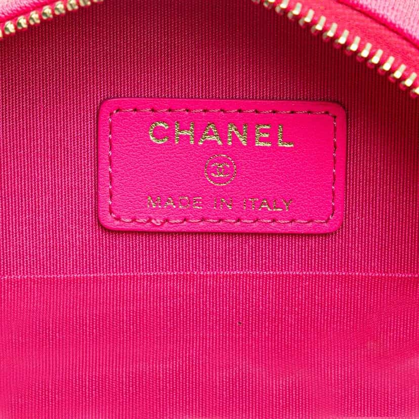 Chanel Jersey 19 Round Clutch on Chain Pink Cotton Good condition - Box View