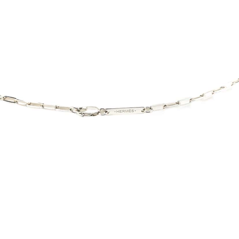 Hermès Palladium Plated Talismans Dragon H Pendant Necklace Silver Metal Good condition - Inside View