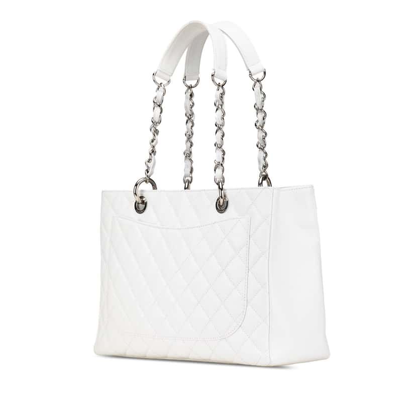 Chanel Caviar Grand Shopping Tote White Leather Good condition - Back View