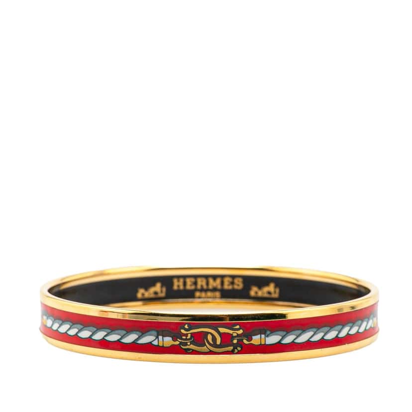 Hermès Narrow Cordages Enamel Bangle 70 Red Good condition - Front View