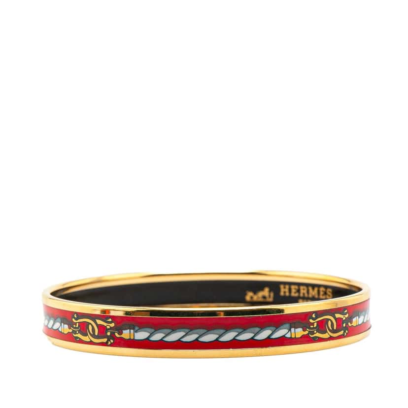 Hermès Narrow Cordages Enamel Bangle 70 Red Good condition - Back View