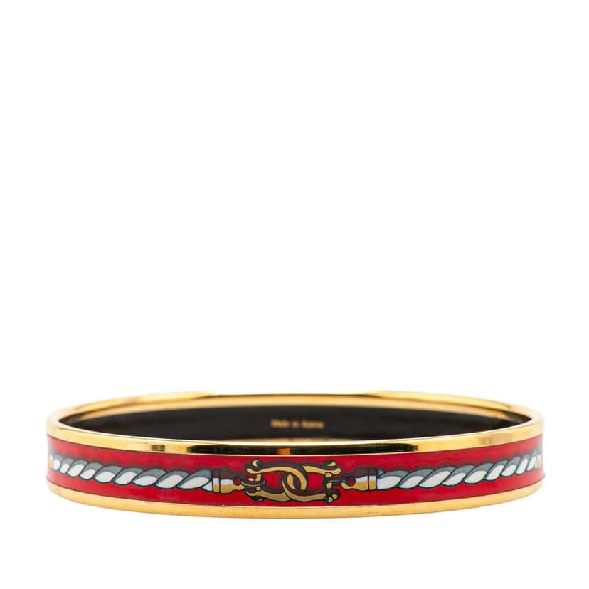 Hermès Narrow Cordages Enamel Bangle 70 Red Good condition - Inside View