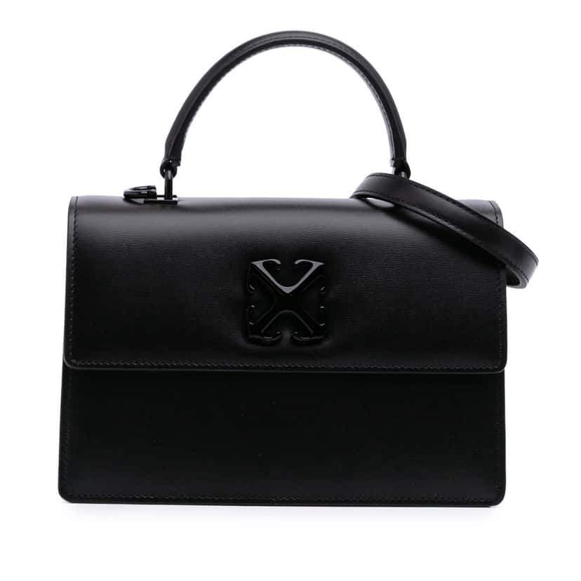 Off-white Calfskin Jitney 1.4 Top Handle Bag Black Leather Good condition - Front View