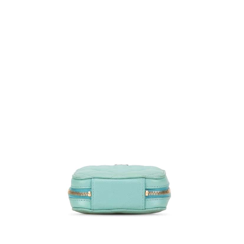 Chanel CC Quilted Caviar Zip Phone Case Blue Leather Very good condition - Inside View