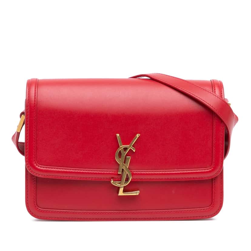Saint Laurent Medium Calfskin Solferino Satchel In Box Red Leather Good condition - Front View