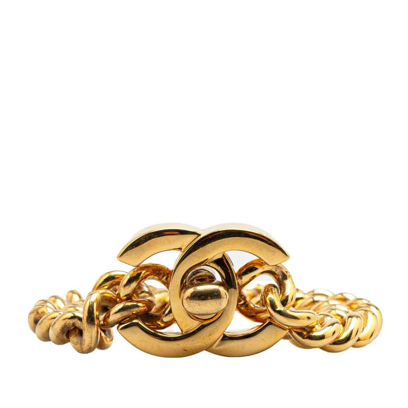 Chanel Gold Plated Interlocking CC Chain Bracelet Gold Metal Good condition - Front View