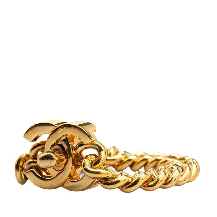 Chanel Gold Plated Interlocking CC Chain Bracelet Gold Metal Good condition - Back View