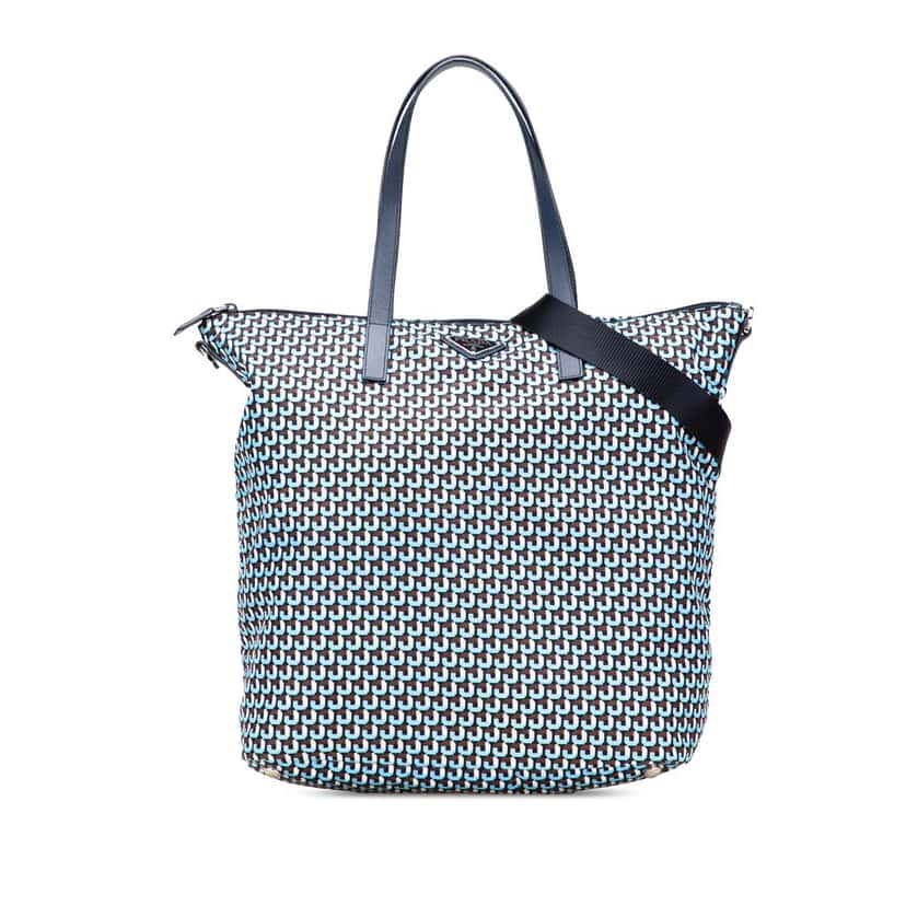 Prada Tessuto Stampato Satchel Blue Good condition - Front View